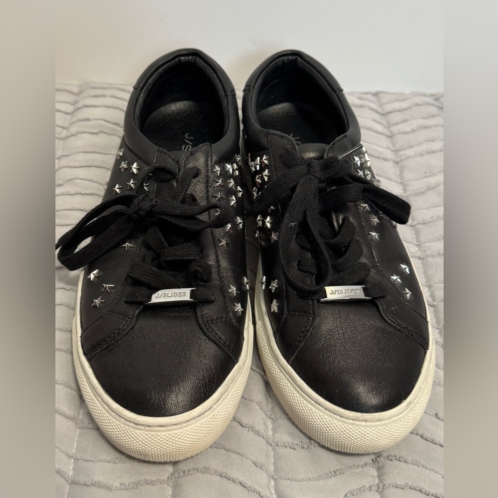 J/slides blk leather woman’s shoe size 7